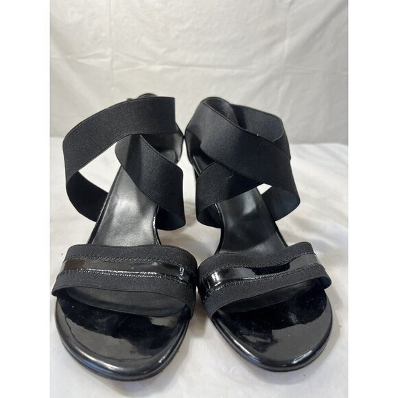 Stuart Weitzman Midexter Stretch Strappy Low-Heel Sandal Black 7.5 - Picture 14 of 14